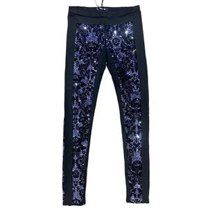 Just Cavalli Sequin Flower Embroidered Leggings, Small, NWT